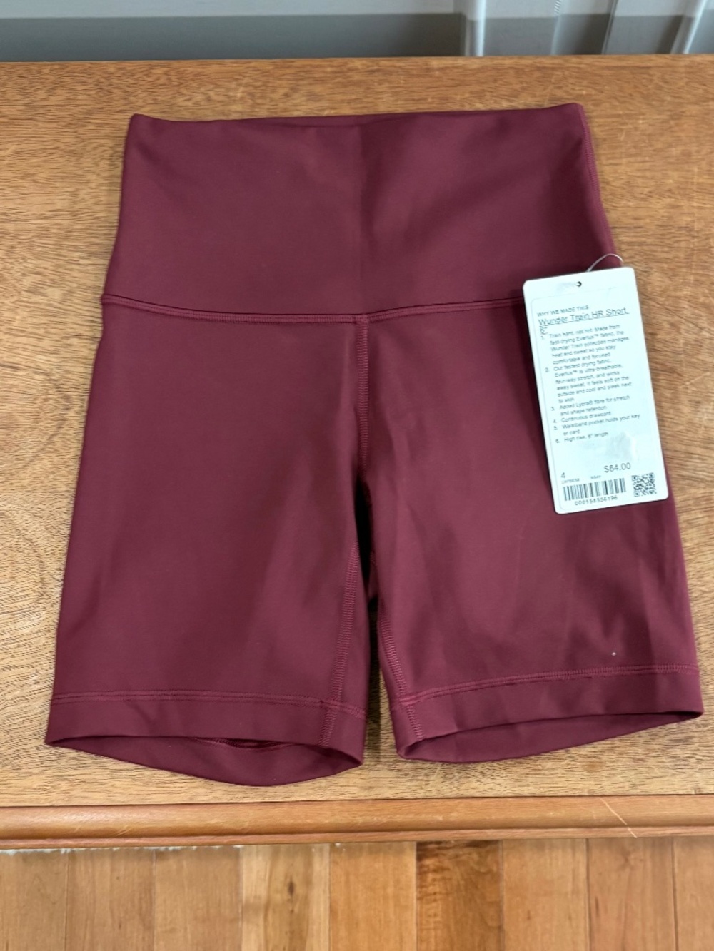 Lululemon Wunder train high rise short 6 inch Burgundy Bay